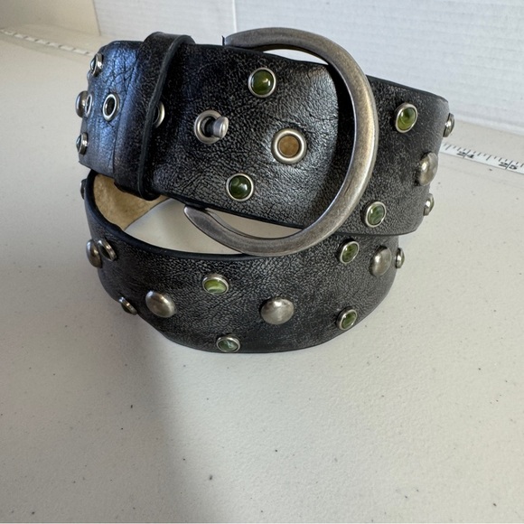 Steve Madden Black Leather Studded Grommet Punk Rock Grunge Y2K Belt Size M - Picture 4 of 11